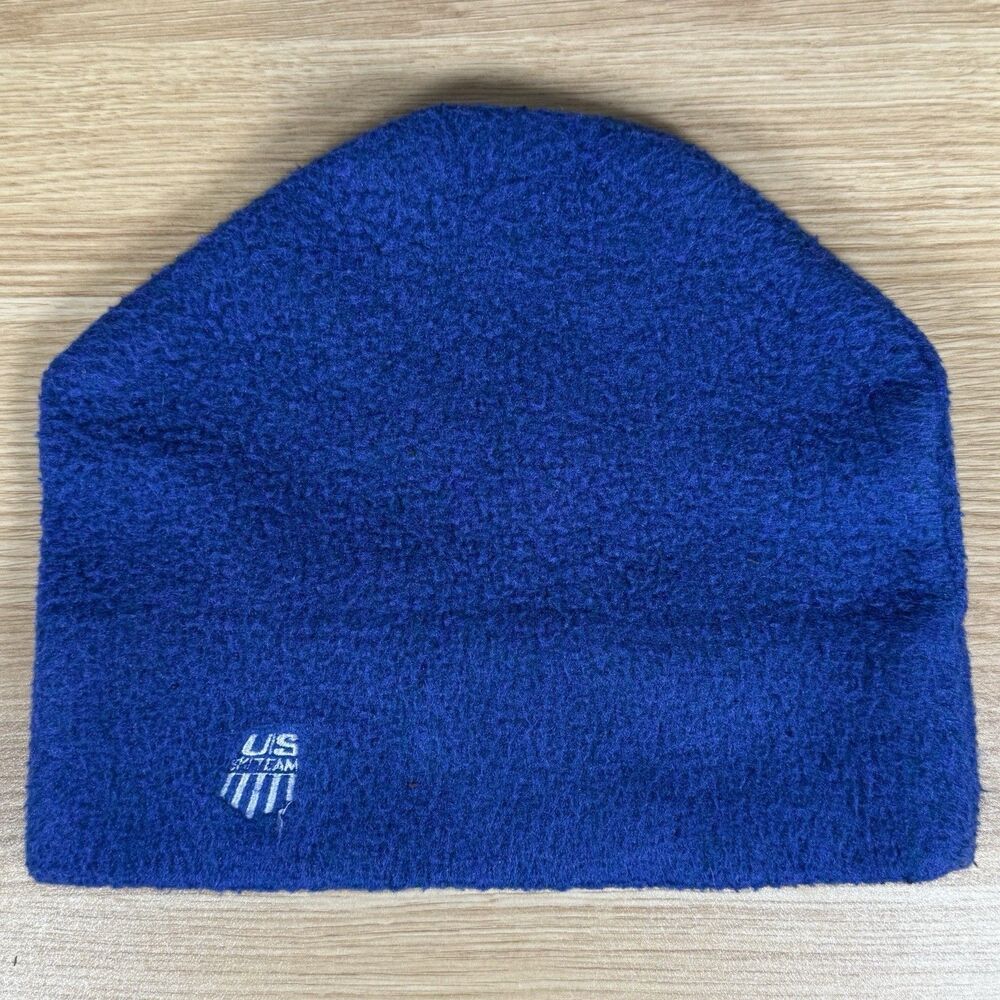Vintage 90s Bula US Ski Team Fleece Beanie Hat Made in USA Olympics Royal Blue